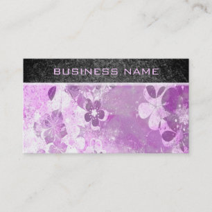 Cartão De Visita Padrão floral roxo do grunge da vindima