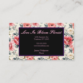 Cartão De Visita Padrão Floral Vintage Florista