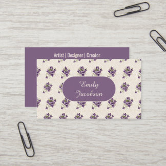 Cartão De Visita Padrão Floral Violeta Art Nouveau