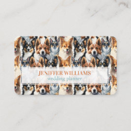 Cartão De Visita Padrão Fofo de Cachorro Corgi em Aquarela