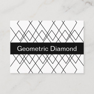 Cartão De Visita Padrão Geométrico de Diamante Preto e Branco