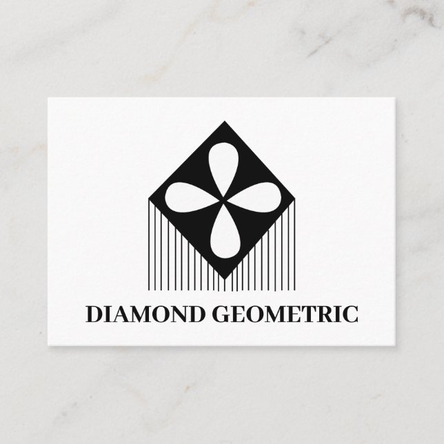 Cartão De Visita Padrão Geométrico Diamond Preto e Branco (Frente)