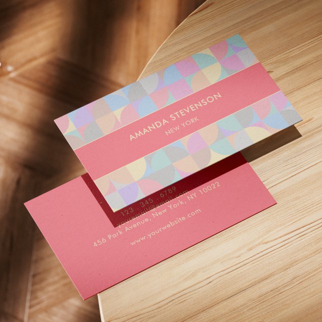 Cartão De Visita Padrão geométrico do Pastel (Criador carregado)
