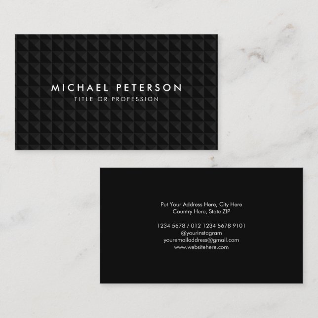Cartão De Visita Padrão Geométrico Preto de Luxo (Frente/Verso)