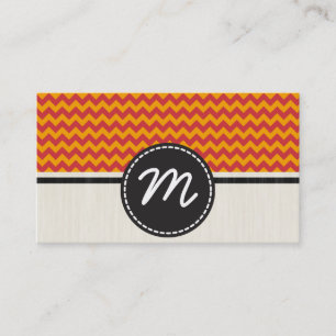 Cartão De Visita Padrão Laranja e Antiquado Ruby Chevron Zigzag 2