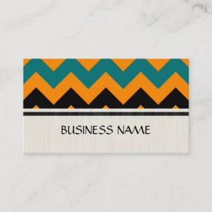 Cartão De Visita Padrão Laranja e Celadon Verde Chevron Zigzag