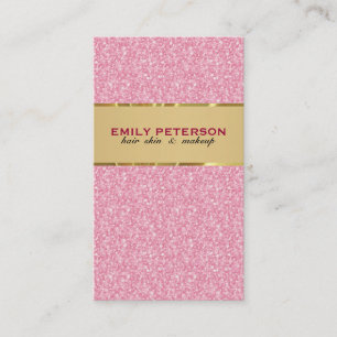 Cartão De Visita Padrão Luminoso Rosa Elegante Com Destaques Dourad