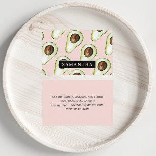 Cartão De Visita Padrão Moderno de Pastel Rosa E Verde Avocado Ocu