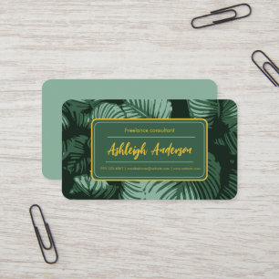 Cartão De Visita Padrão Natural Boho Sage Green Folhas