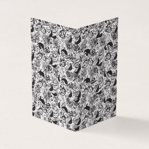 Cartão De Visita Padrão Paisley Preto e Branco – Arte Textil Elegan
