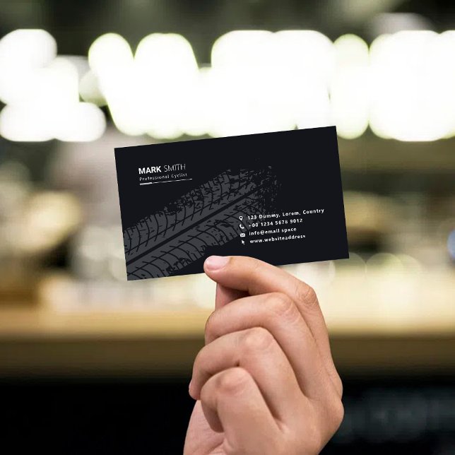 Cartão De Visita Padrão Preto Simples Preto-Impressão preto de Roda (Criador carregado)