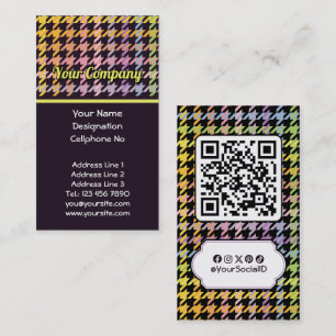 Cartão De Visita Padrão Rainbow Houndstooth