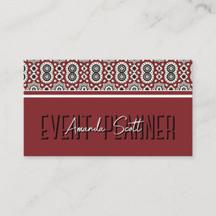 Cartão De Visita Padrão Tribal Ajrak Sindhi Burgundy Étnico