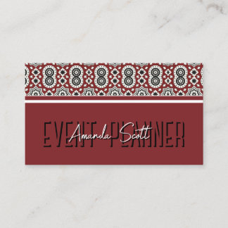 Cartão De Visita Padrão Tribal Ajrak Sindhi Burgundy Étnico