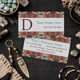Cartão De Visita Padrão Tribal do Sudoeste Inspirado Personalizado