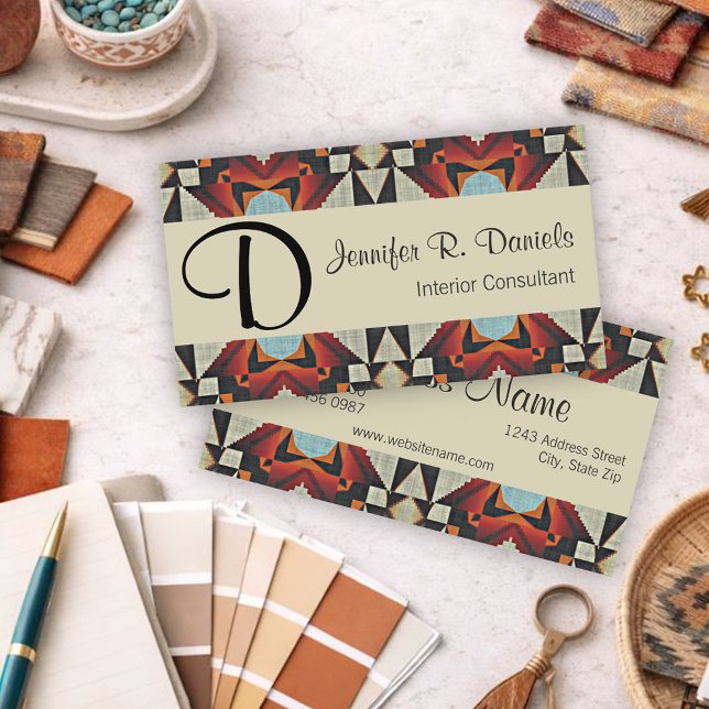 Cartão De Visita Padrão Único de Arte Tribal Indiana Americana (Criador carregado)