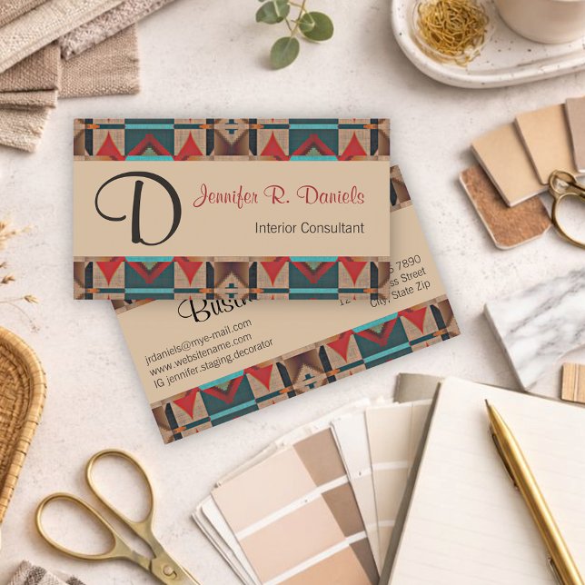 Cartão De Visita Padrão Único de Arte Tribal Indiana Americana (Criador carregado)