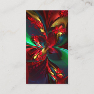 Cartão De Visita Padrão Verde Vermelho Abstrato Floral Moderno #11
