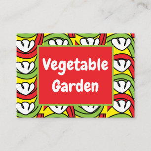 Cartão De Visita Padrão Verde Vermelho Vegetal