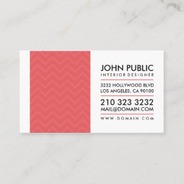 Cartão De Visita Padrão Vermelho do Chevron do Designer do Interior