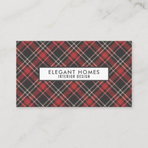 Cartão De Visita Padrão Xadrez Tartan Elegante