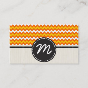 Cartão De Visita Padrão Yellow e Orange Chevron Zigzag 2