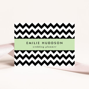 Cartão De Visita Padrão Zigzag preto e branco, padrão Chevron