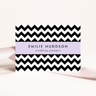 Cartão De Visita Padrão Zigzag preto e branco, padrão Chevron