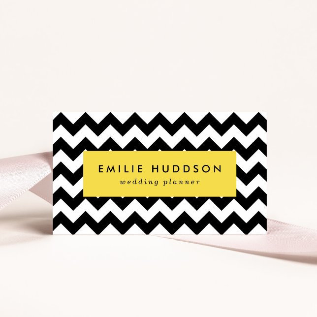 Cartão De Visita Padrão Zigzag preto e branco, padrão Chevron (Criador carregado)
