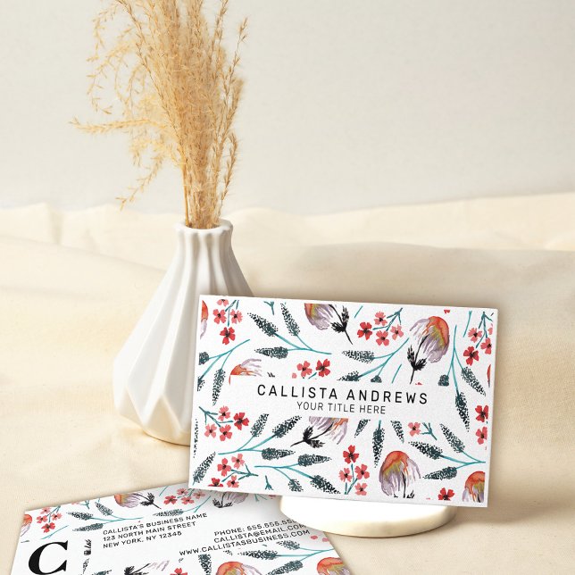 Cartão De Visita Padrões De Aquarela Laranja (Criador carregado)