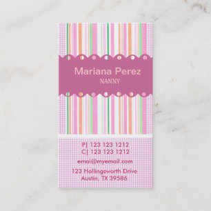 Cartão De Visita Padrões de Gingham com Garotas Rosa Super Moderna