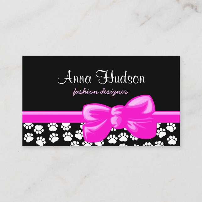 Cartão De Visita Padrões De Patas, Cachorro, Cachorro-Walker, Compr (Frente)