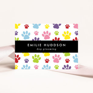 Cartão De Visita Padrões De Patas, Cachorro, Cachorro-Walker, Compr