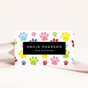 Cartão De Visita Padrões De Patas, Cachorro, Cachorro-Walker, Compr