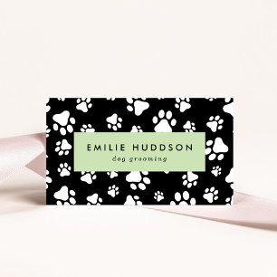 Cartão De Visita Padrões De Patas, Cachorro, Cachorro-Walker, Compr