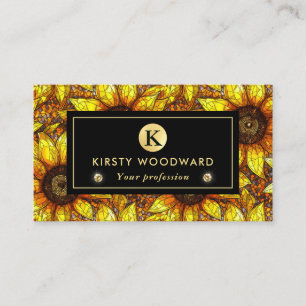 Cartão De Visita Padrões de Vidro Estreitos de Girassóis Amarelos E