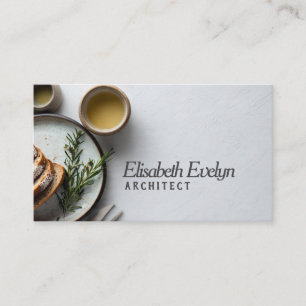 Cartão De Visita Pães Artesanais com Ervas & Acentos Dourados