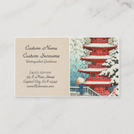 Cartão De Visita Pagode na Neve Kawase Hasui shin hanga arte