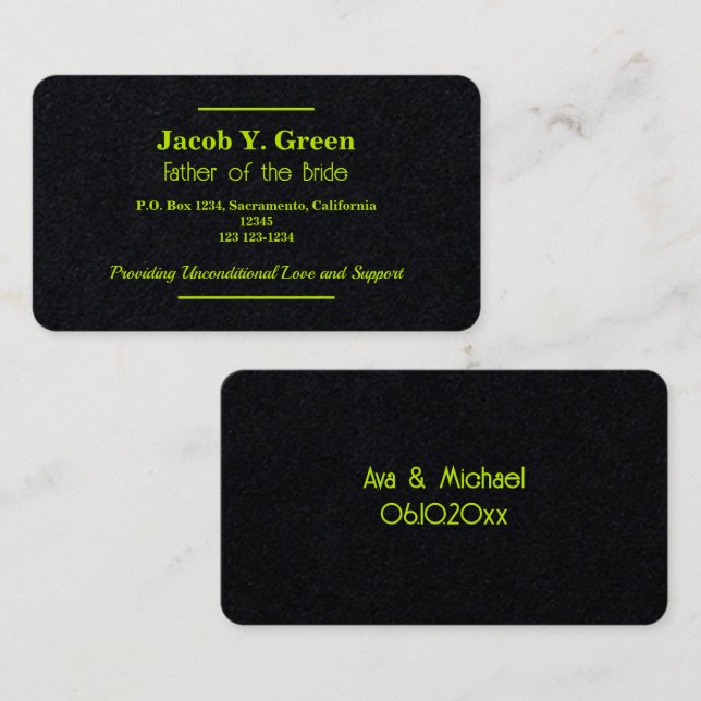 Cartão De Visita Pai da Noiva (Frente/Verso)