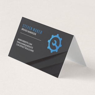 Cartão De Visita Painéis Abstrato pretos   Logotipo da engrenagem 