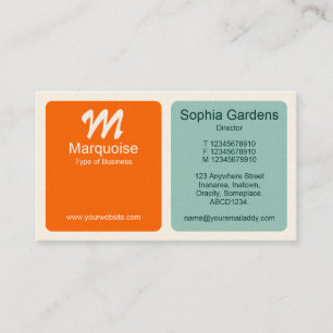Cartão De Visita Painéis - Laranja e Azul Claro Verde (Creme card)