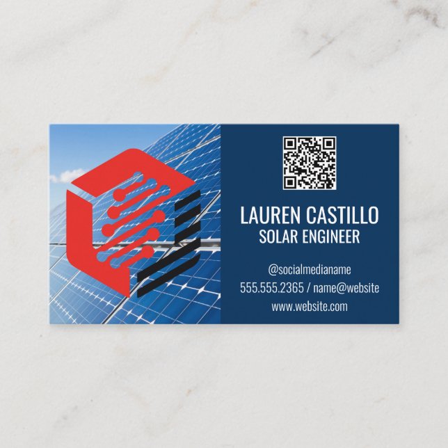 Cartão De Visita Painéis solares e energia técnica (Frente)