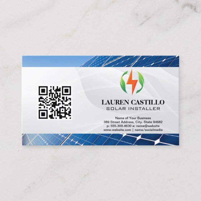 Cartão De Visita Painéis Solares | Logótipo de energia limpa (Frente)
