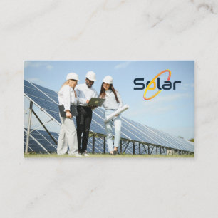Cartão De Visita Painéis Solares Técnicos Trabalhando No Local