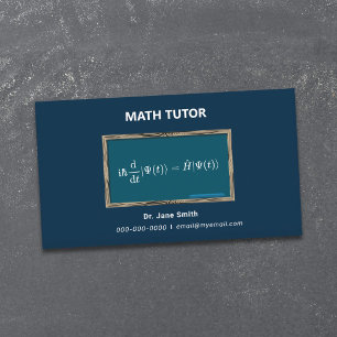 Cartão De Visita Painel de controle e equação Tutor matemático azul