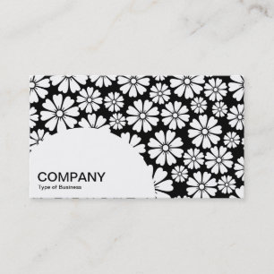 Cartão De Visita Painel semicírculo - 8 Petais - Branco em Preto