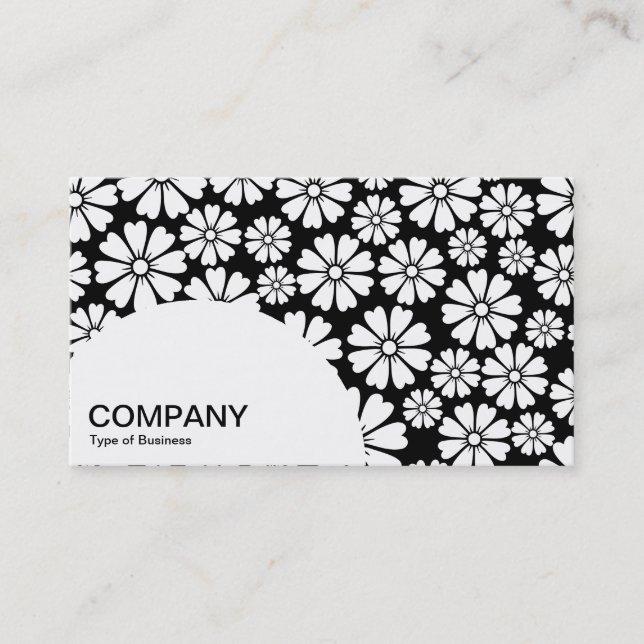 Cartão De Visita Painel semicírculo - 8 Petais - Branco em Preto (Frente)