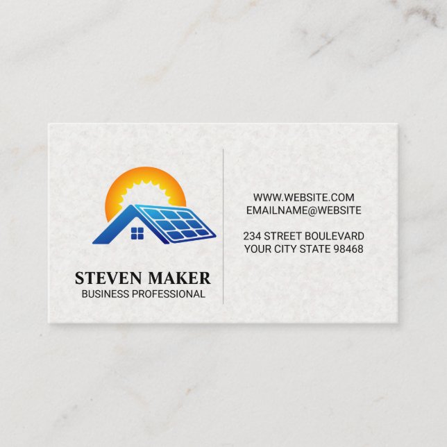 Cartão De Visita Painel solar no telhado | Energia Sun (Frente)