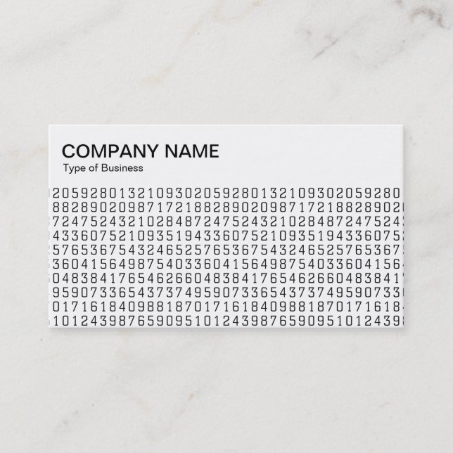 Cartão De Visita Painel Superior - Números Aleatórios - Preto em Br (Frente)