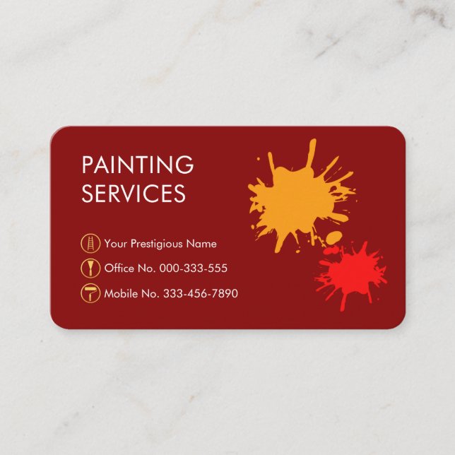 Cartão De Visita Paint Splatter Home Painting Painter (Frente)